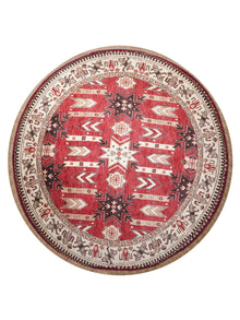 Handmade Red and Cream Wool Area Rug