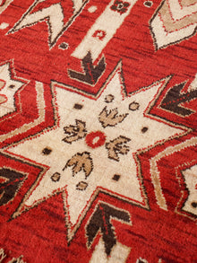 Handmade Red and Cream Wool Area Rug