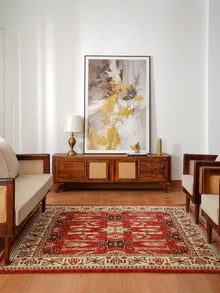 Handmade Red and Cream Wool Area Rug