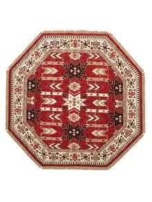 Handmade Red and Cream Wool Area Rug