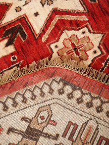 Handmade Red and Cream Wool Area Rug