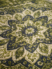 Handmade Light Green Vintage Medallion Wool Area Rug