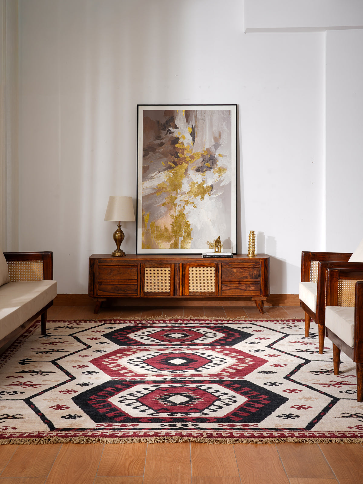 Handmade Multicolor Oriental Wool Area Rug