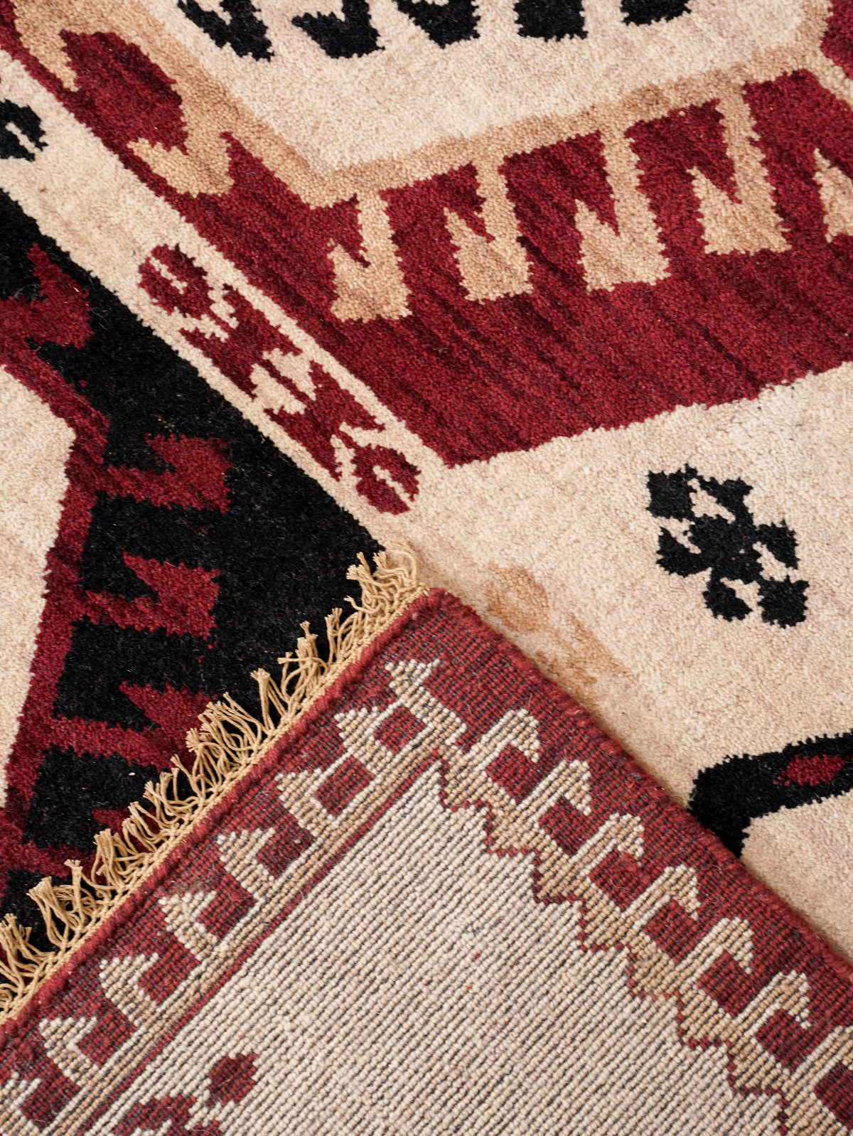 Handmade Multicolor Oriental Wool Area Rug