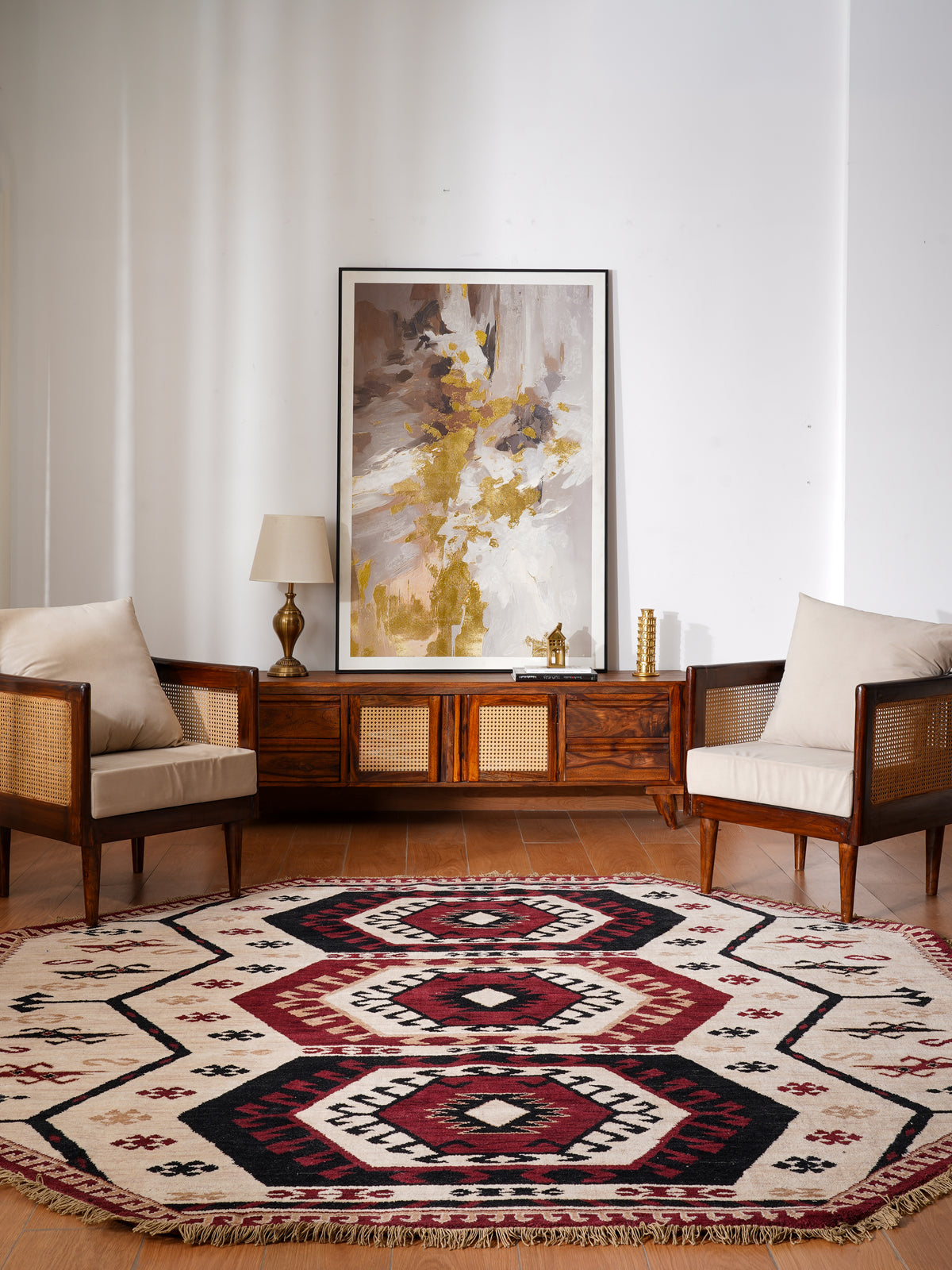 Handmade Multicolor Oriental Wool Area Rug