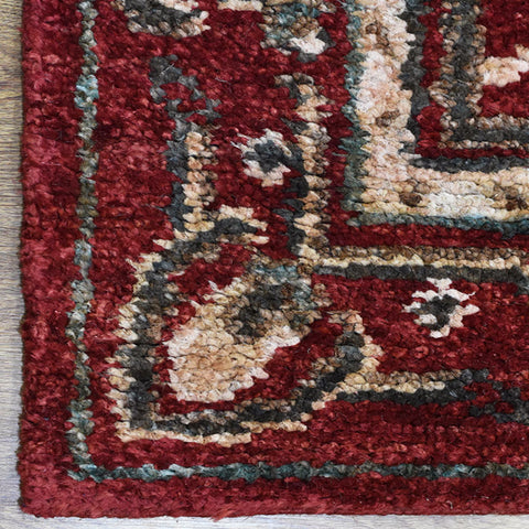 Hand Knotted Jute Eco-friendly Area Rug Oriental Red J00011