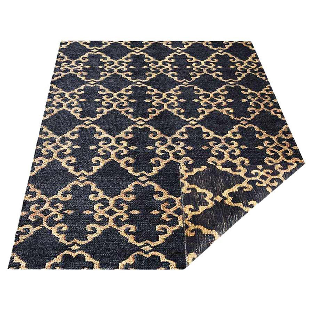 Hand Knotted Sumak Jute Eco-friendly Area Rug Contemporary Black Gold J00015