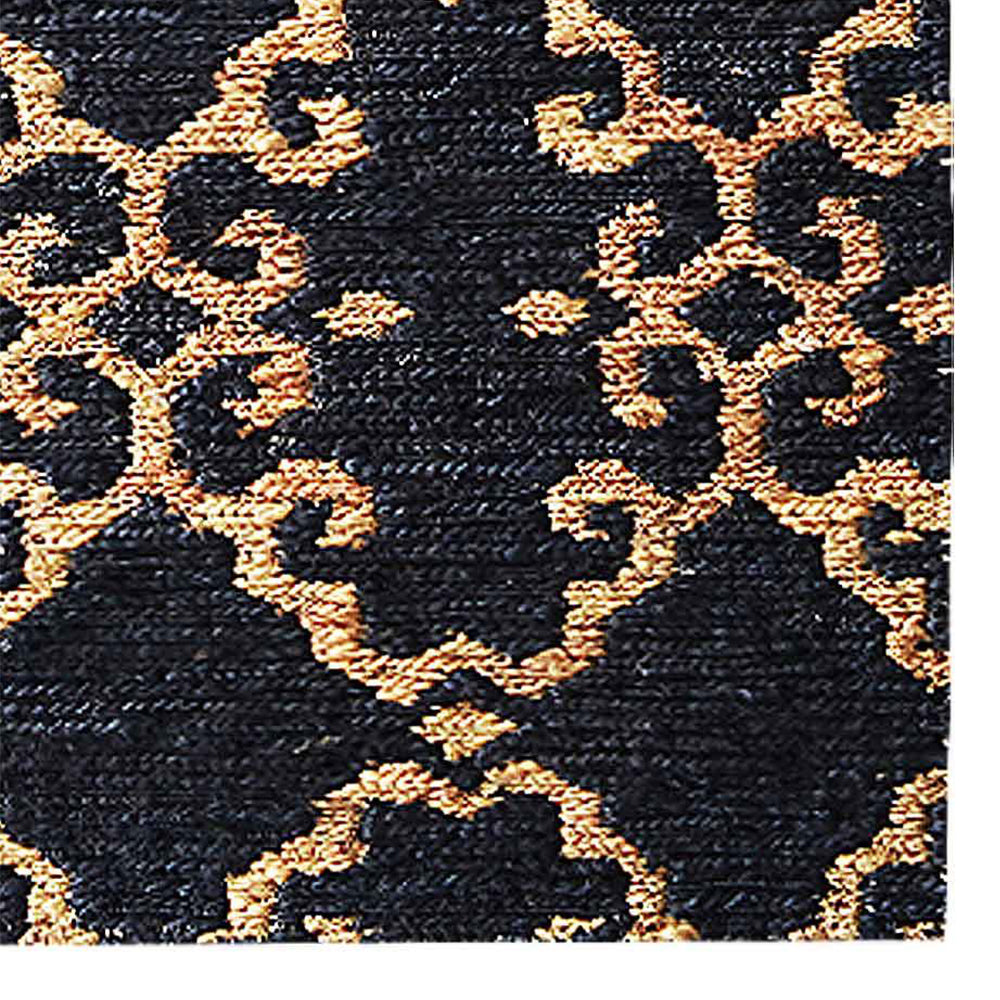 Hand Knotted Sumak Jute Eco-friendly Area Rug Contemporary Black Gold J00015