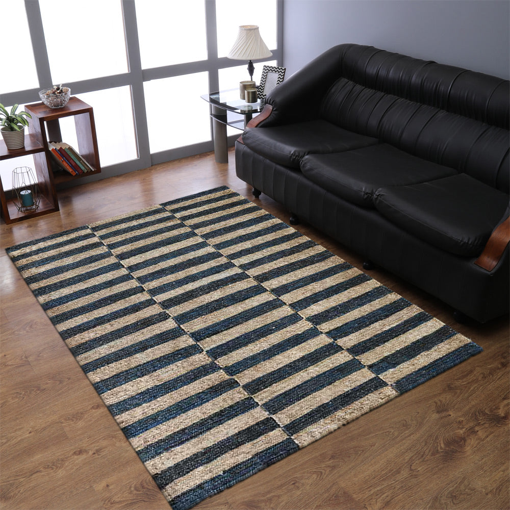 Hand Knotted Sumak Jute Eco-friendly Area Rug Contemporary Beige Charcoal J00081