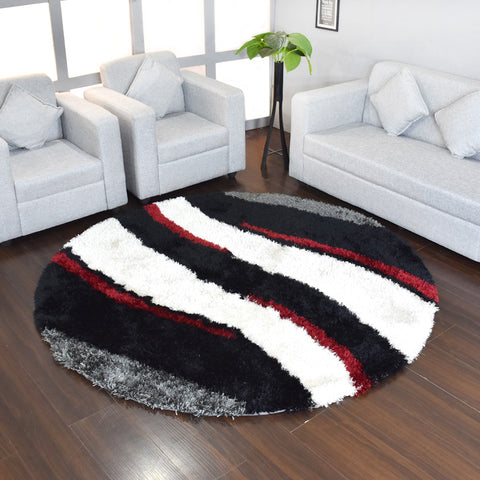 Hand Tufted Shag Polyester Round Area Rug Contemporary Multicolor K00029