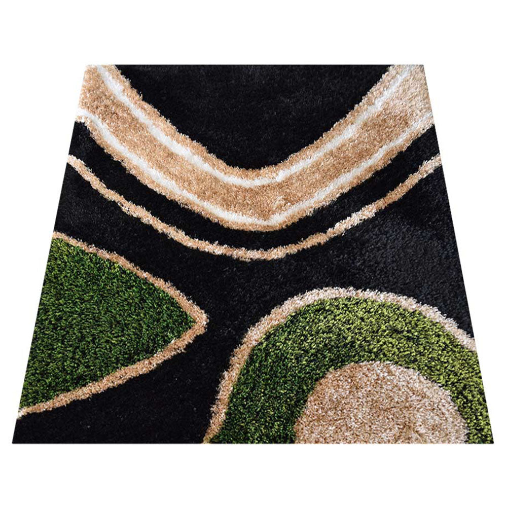 Hand Tufted Shag Polyester Area Rug Contemporary Black K00046