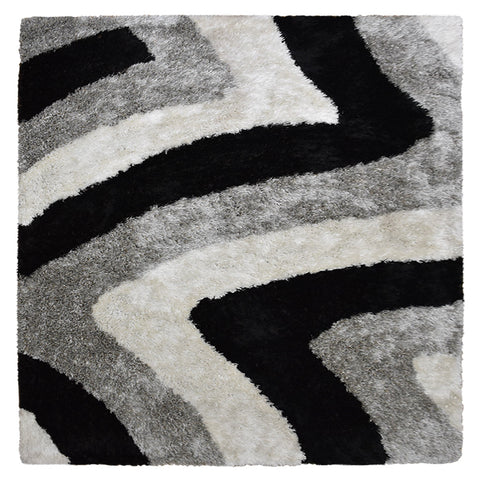 Hand Tufted Shag Polyester Square Area Rug Contemporary Multicolor K00047