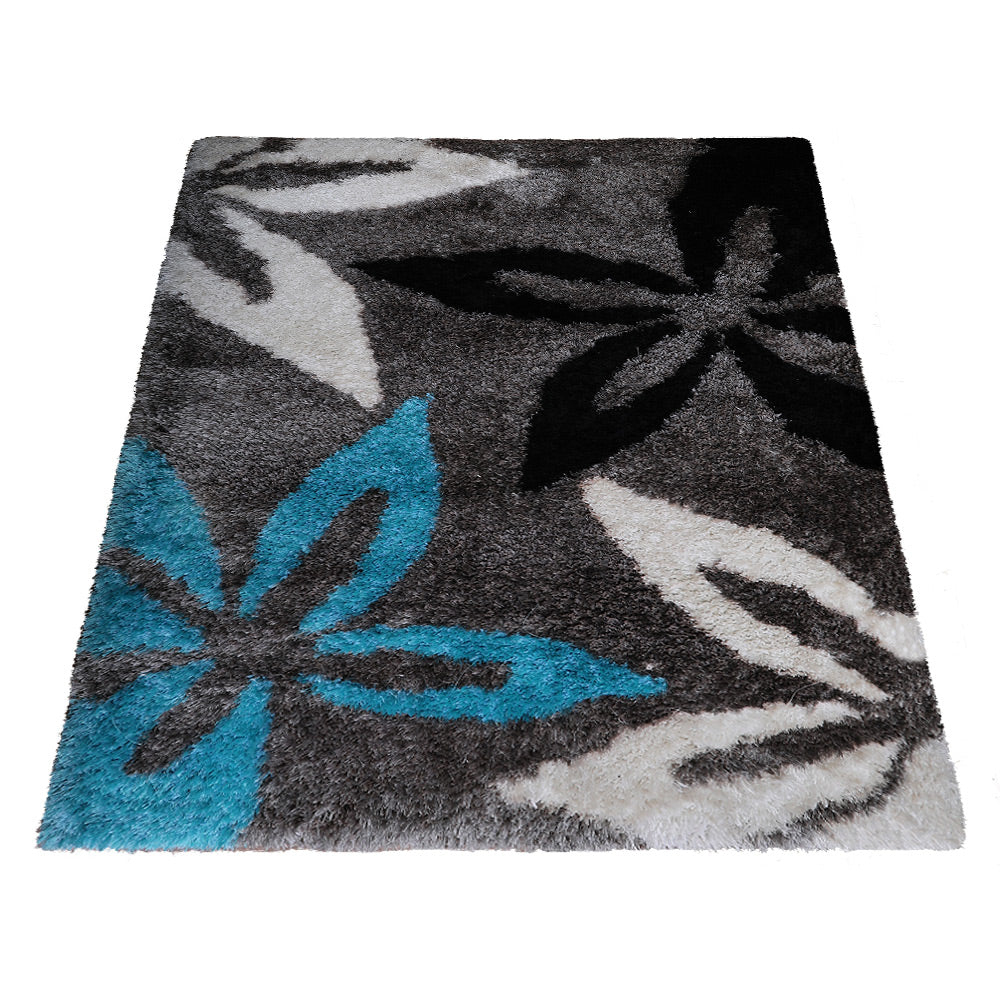 Hand Tufted Shag Polyester Area Rug Floral Multicolor K00057