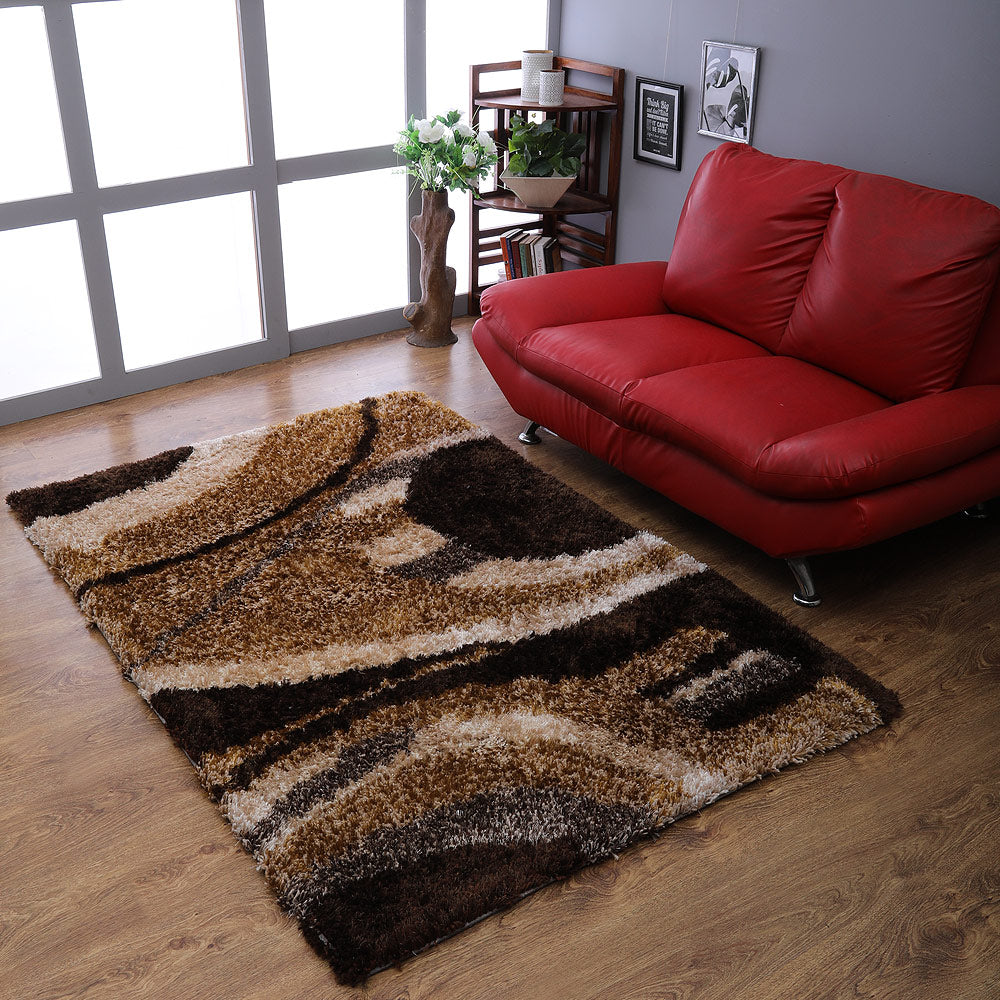 Hand Tufted Shag Polyester Area Rug Contemporary Multicolor K00065