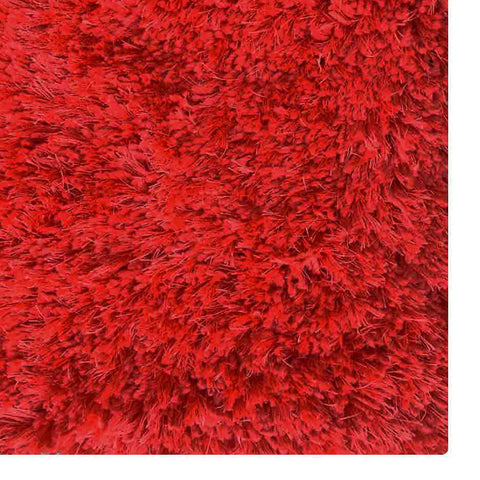 Hand Tufted Shag Polyester Area Rug Solid Red K00102