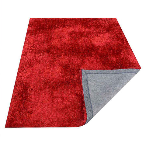 Hand Tufted Shag Polyester Area Rug Solid Red K00102