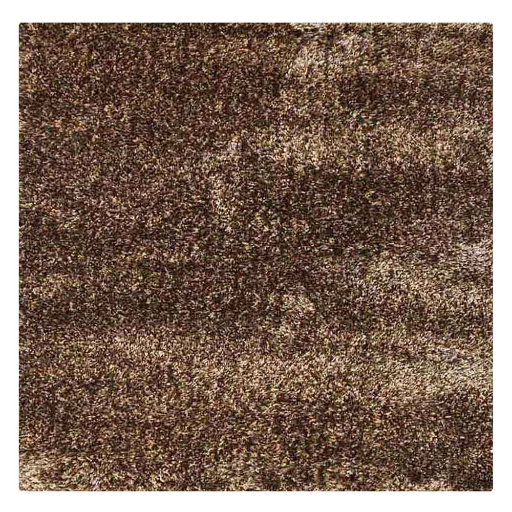 Hand Tufted Shag Polyester Square Area Rug Solid Beige Brown K00105
