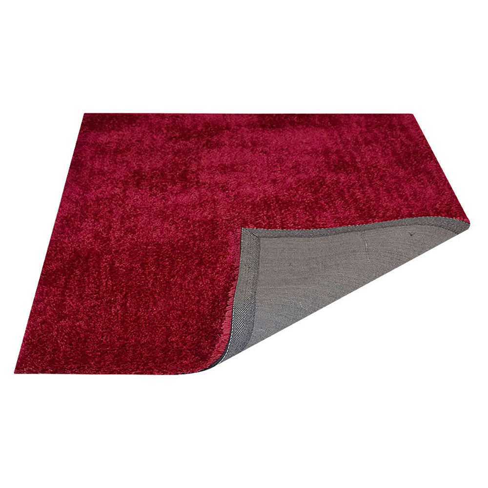 Hand Tufted Shag Polyester Square Area Rug Solid Red K00111