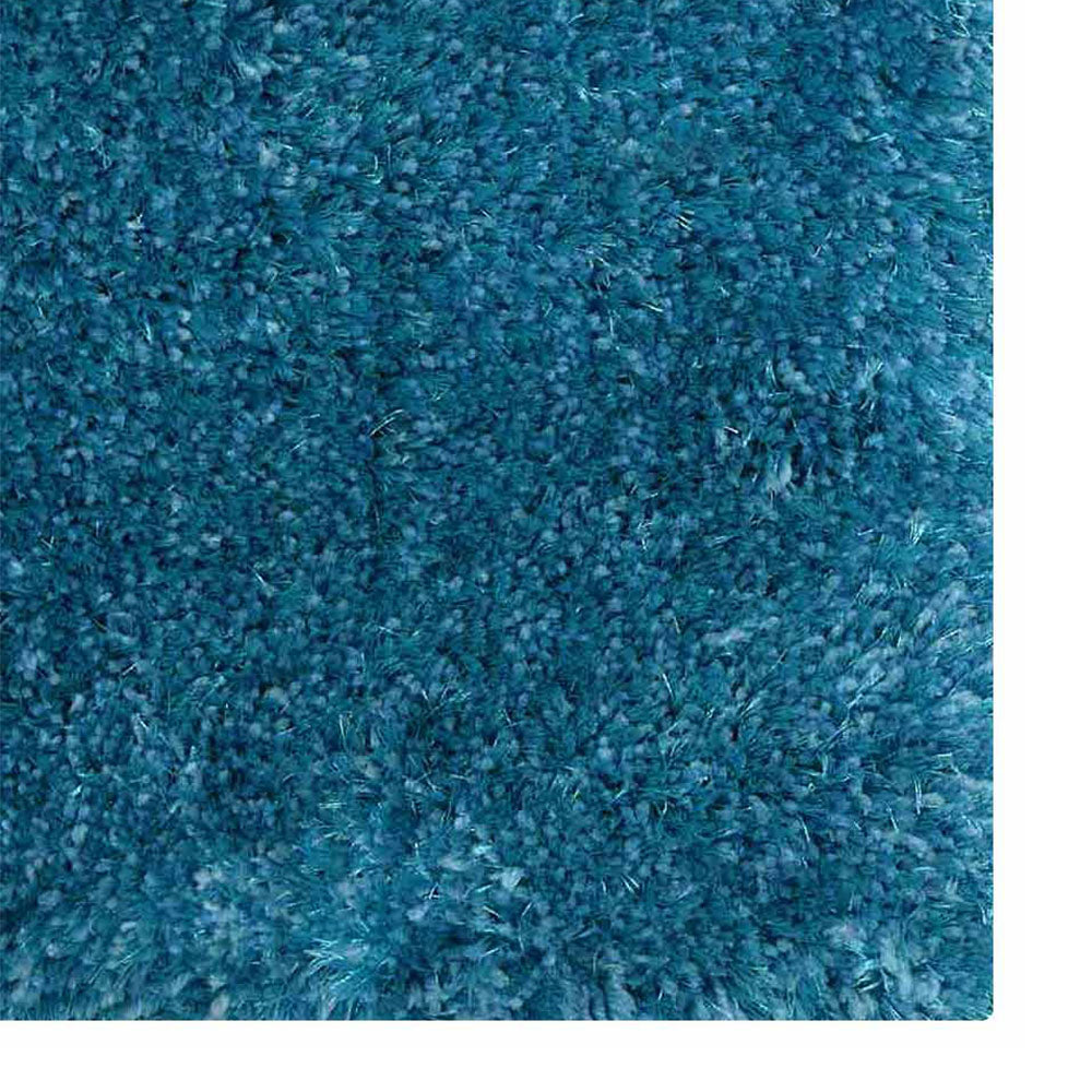 Hand Tufted Shag Polyester Runner Area Rug Solid Turquoise K00111