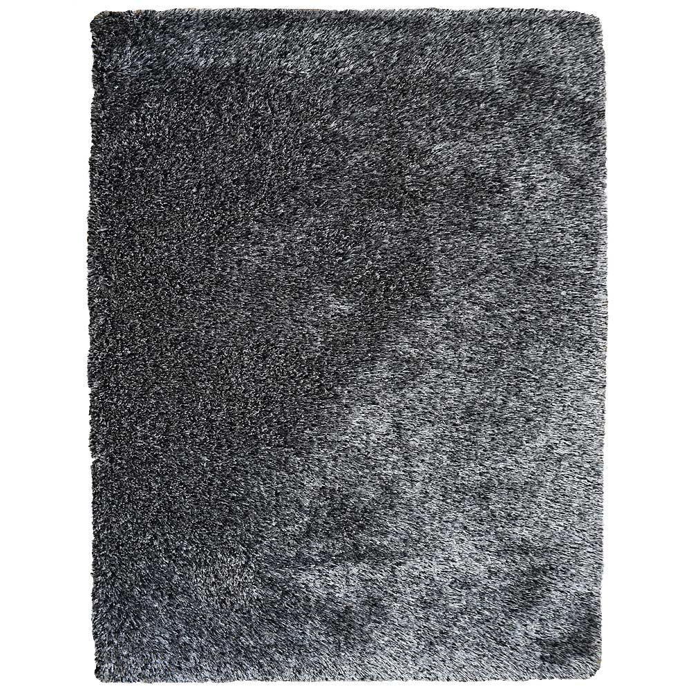 Hand Tufted Shag Polyester Rectangle Area Rug Solid Black White K00111