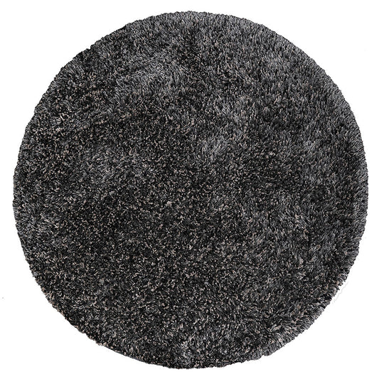 hand-tufted-shag-polyester-round-rug-solid-black-silver-side 1