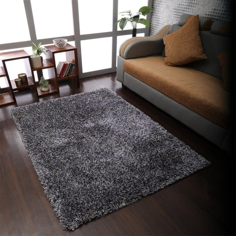 Hand Tufted Shag Polyester Rectangle Area Rug Solid Blue White K00111