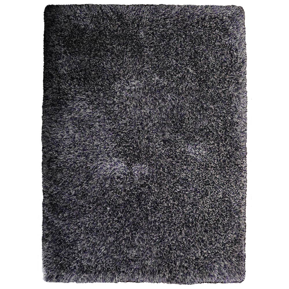 Hand Tufted Shag Polyester Rectangle Area Rug Solid Blue White K00111