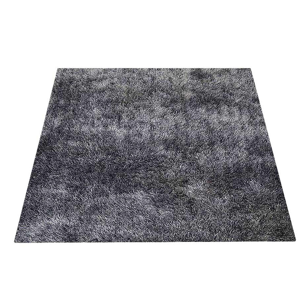 Hand Tufted Shag Polyester Square Area Rug Solid Gray White K00111