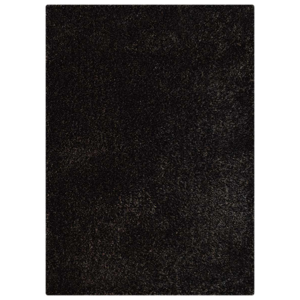 Hand Tufted Shag Polyester Rectangle Area Rug Solid Silver Black K00111