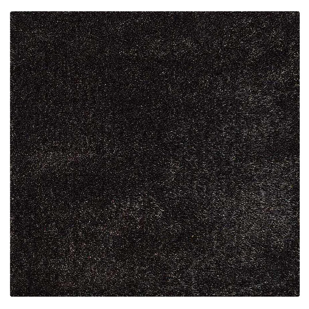 Hand Tufted Shag Polyester Square Area Rug Solid Silver Black K00111