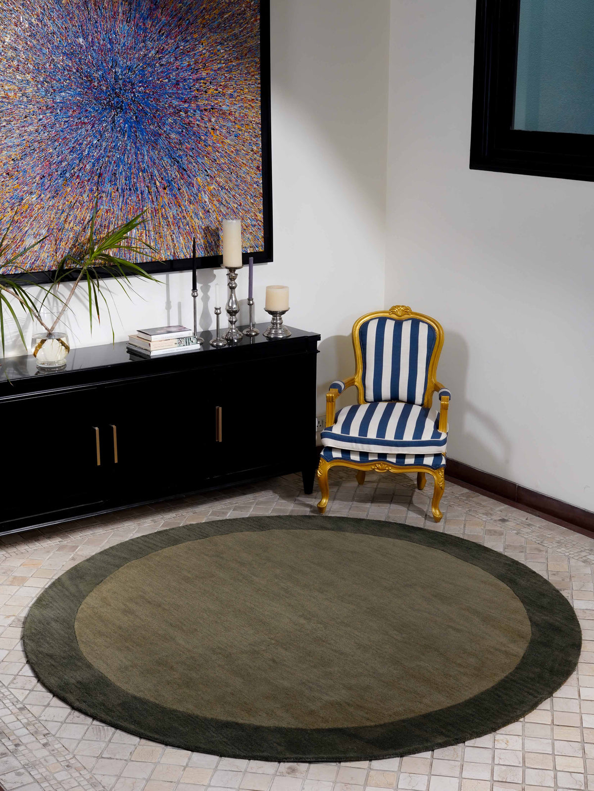 hand-knotted-wool-contemporary-green-round-rug-side-1