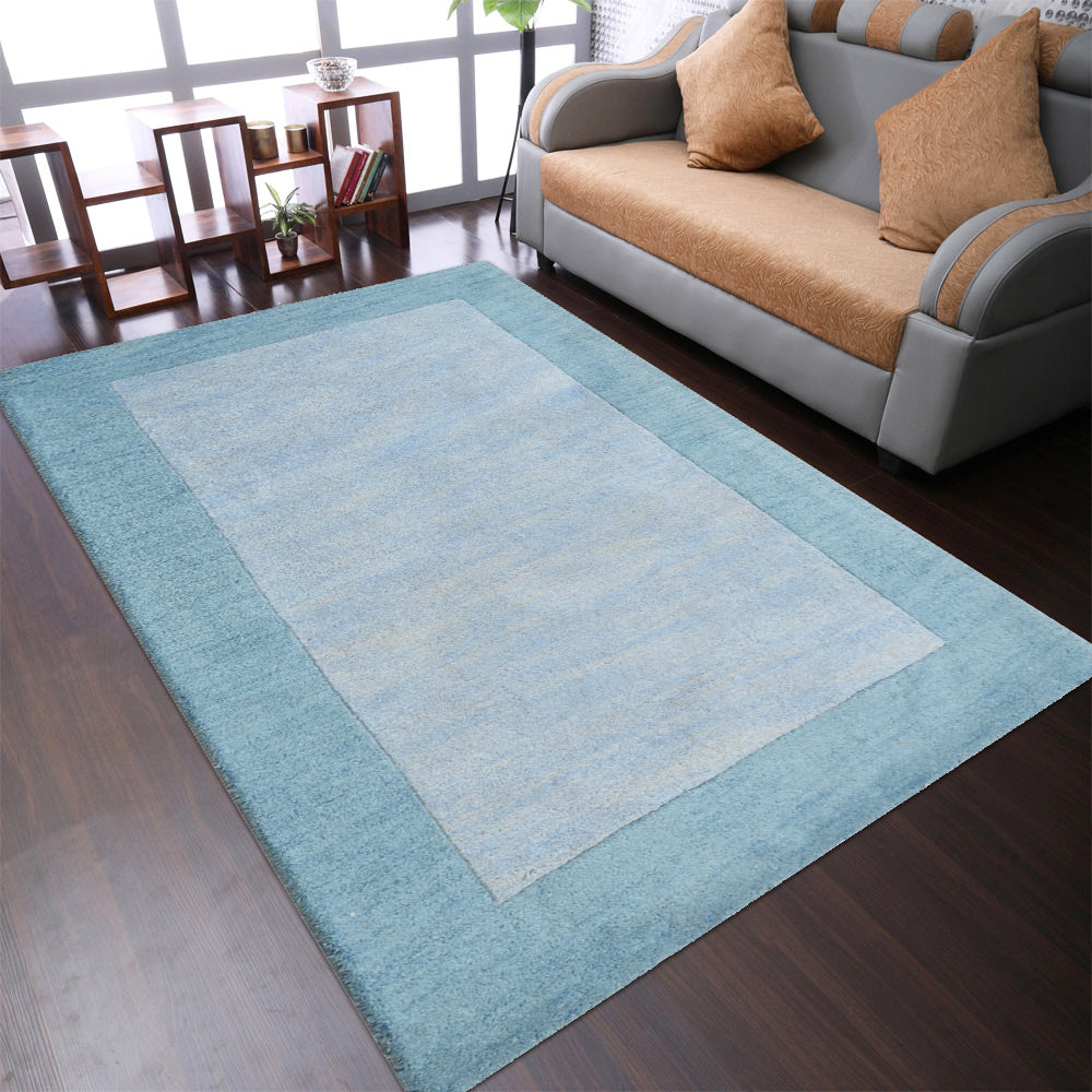 Hand Tufted Wool Area Rug Contemporary Light Blue Blue K00201
