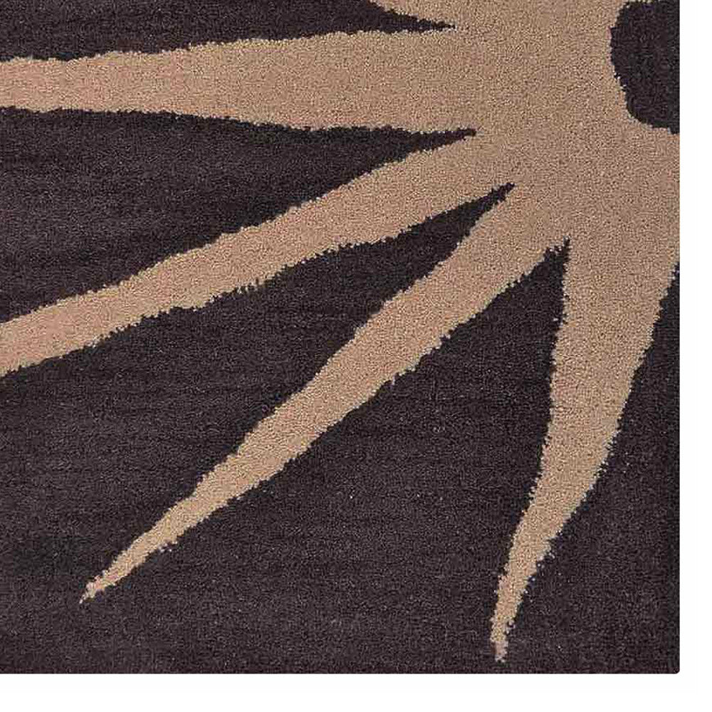 Hand Tufted Wool Area Rug Floral Brown White K00202