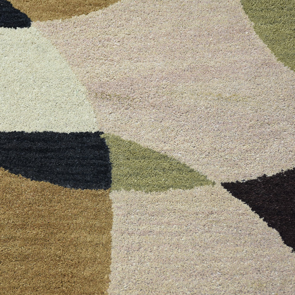 Hand Tufted Wool Area Rug Geometric Multicolor K00226