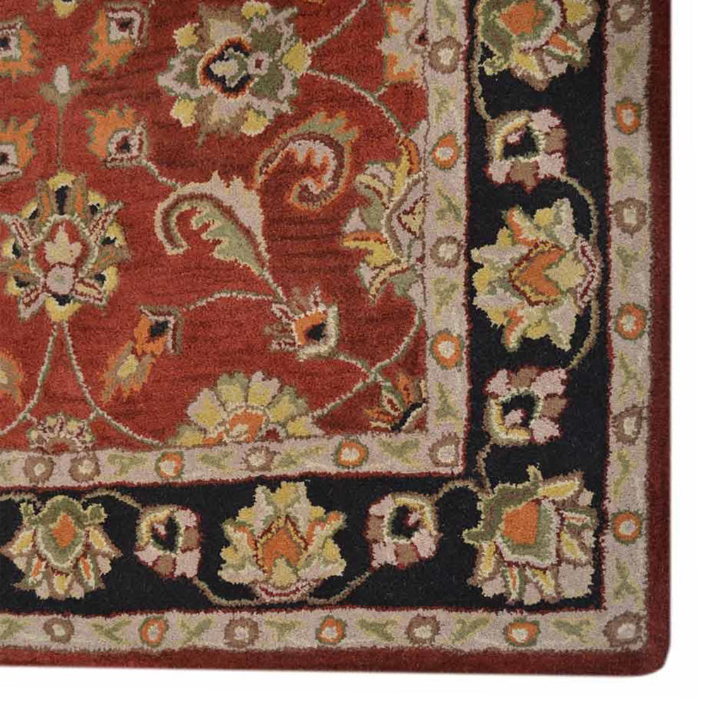 Hand Tufted Wool Area Rug Oriental Red Brown K00236