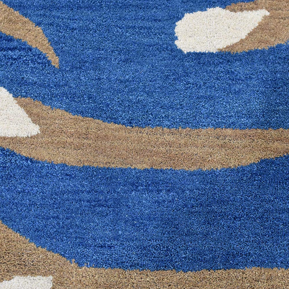 Hand Tufted Wool Square Contemporary Blue K00264