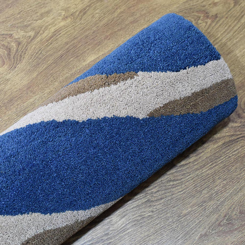 Hand Tufted Wool Square Contemporary Blue K00264