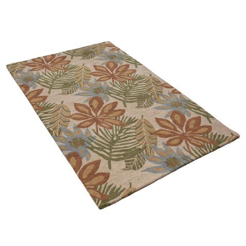 Hand Tufted Wool Area Rug Floral Cream K00300