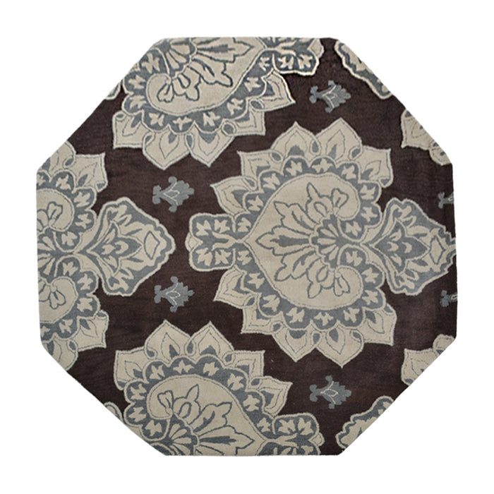 hand-tufted-wool-octagon-area-rug-floral-cream-brown-side 1