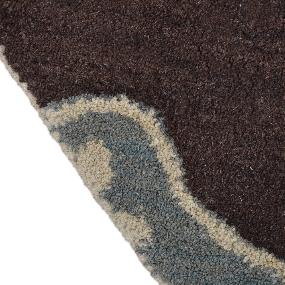 hand-tufted-wool-octagon-area-rug-floral-cream-brown-closeup 2