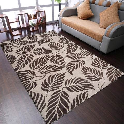 Hand Tufted Wool Area Rug Floral Beige Brown K00510