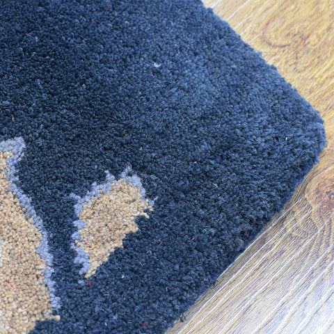Hand Tufted Wool Rectangle Area Rug Floral Blue K00522