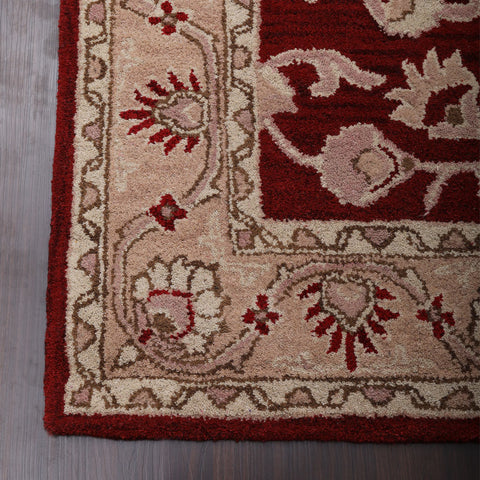 Hand Tufted Wool Area Rug Oriental Red Gold K00531