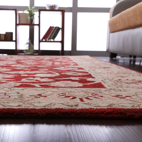 Hand Tufted Wool Area Rug Oriental Red Gold K00531