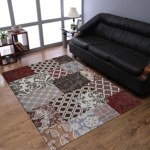 Hand Tufted Wool Area Rug Floral Multicolor K00536