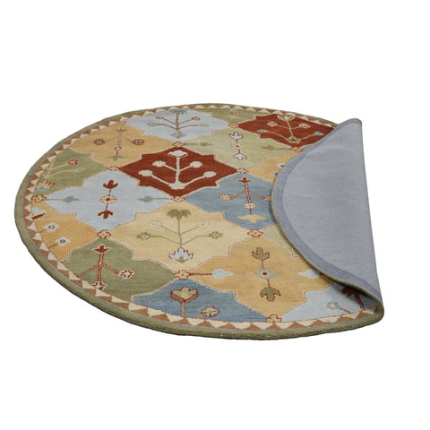 Hand Tufted Wool Round Area Rug Contemporary Multicolor K00572