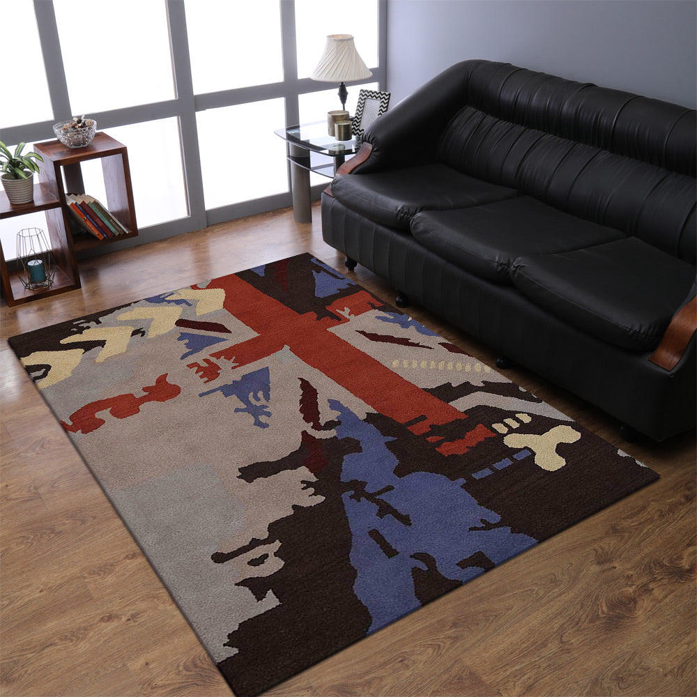 Hand Tufted Wool Area Rug Abstract Multicolor K00578