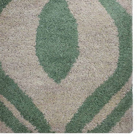 Hand Tufted Wool Area Rug Contemporary Cream Green K00600