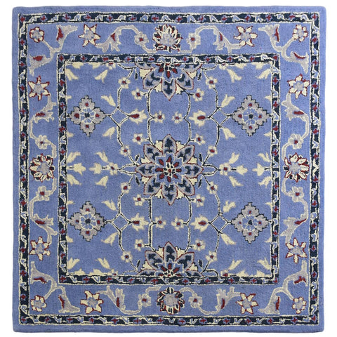 Hand Tufted Wool Square Area Rug Oriental Blue K00630