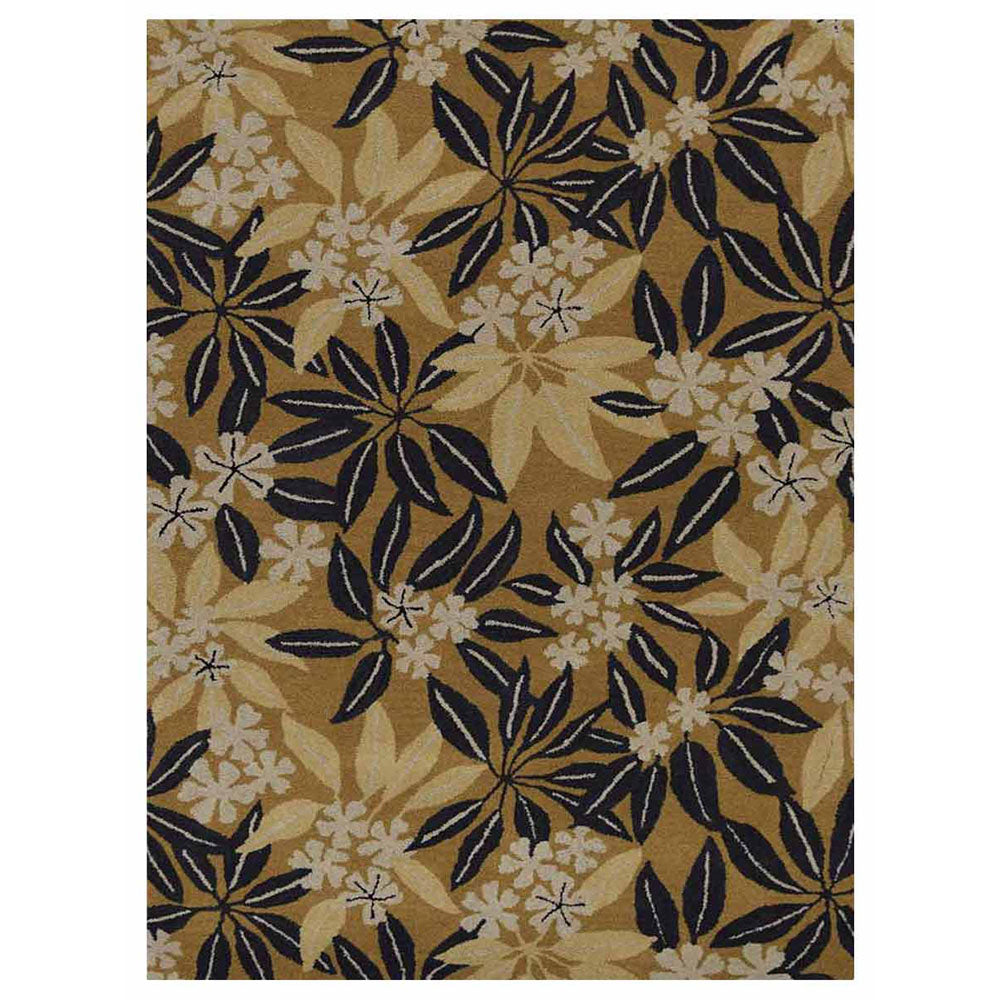 Hand Tufted Wool Area Rug Floral Gold K00651